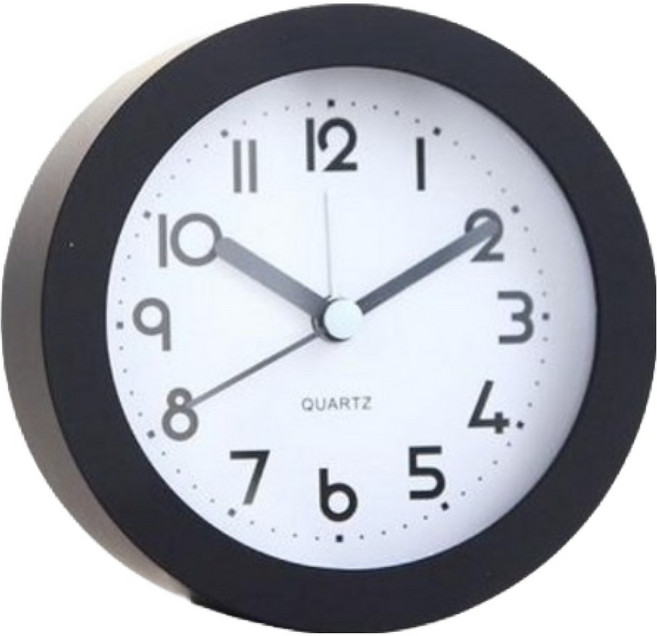 바이아 무소음 원형 탁상용 야간 조명 시계, 블랙