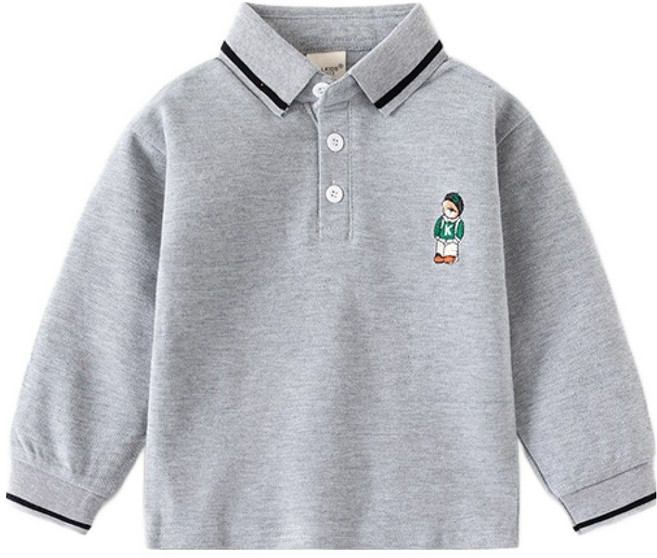 WELLKIDS 一諾潮童 MK 兒童PK熊刺繡長袖Polo衫