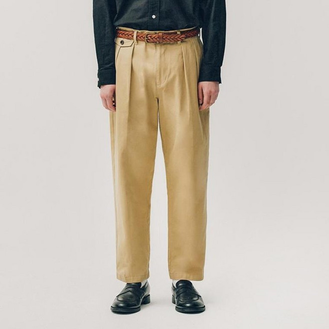 YALE 남성용 프리미엄 빈티지 투 턱 구르카 치노팬츠