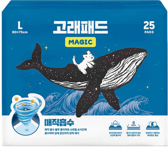고래패드 강아지 1초흡수 매직 배변패드, 25개입, 1개