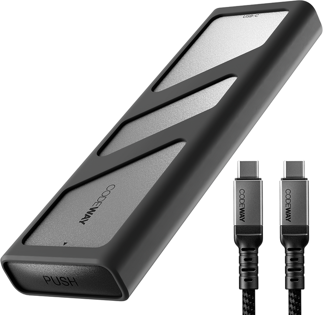 코드웨이 10Gbps NVMe to USB 3.2 인클로저 M.2 SSD외장하드 케이스 써멀패드 장착 + C to C타입 케이블, CDMA10G, 1개