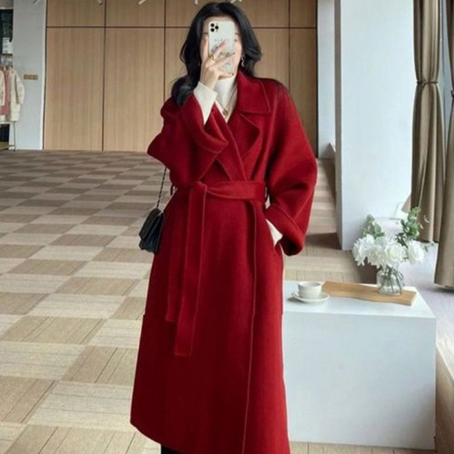 피어니스트 여성용 클래식 심플 카라 포멀 롱 코트