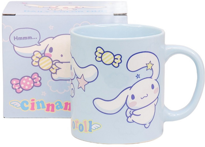 릴팡 산리오캐릭터즈 데일리 컬러 핸들 머그컵 380ml, 시나모롤, 1개