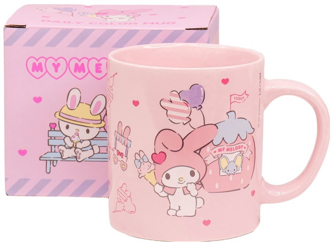 릴팡 산리오캐릭터즈 데일리 컬러 핸들 머그컵, 마이멜로디, 1개