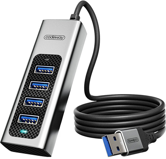 코드웨이 USB 3.0 타입 노트북 멀티허브 4포트, 그레이-1.4m, 1개