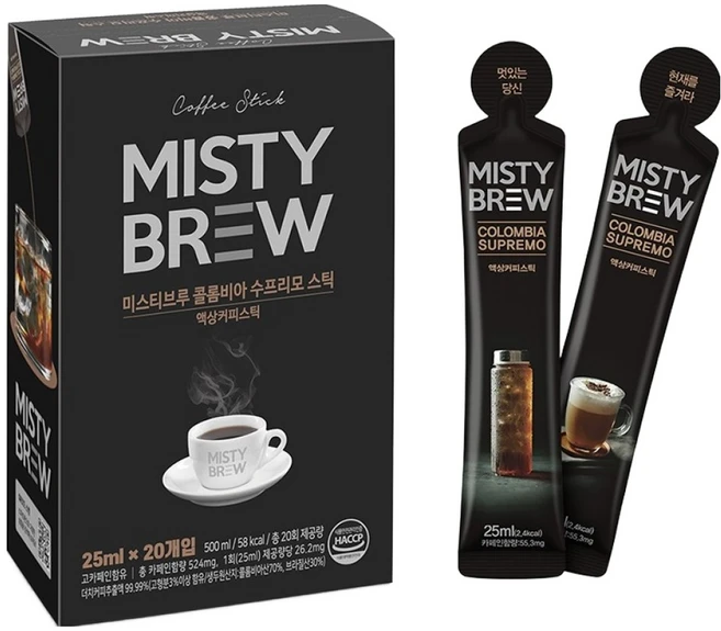 미스티브루 콜롬비아 수프리모 스틱 더치커피, 25ml, 20개입, 1개 - 쿠팡