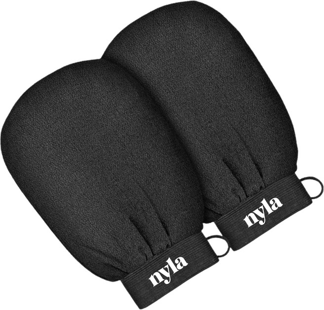 NYLA 홈쇼핑 명품 때밀이 장갑, 1개, 블랙, 2개입