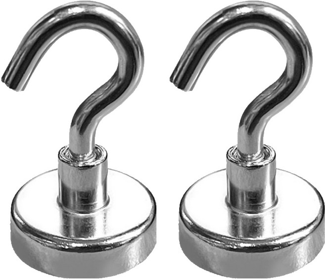 월드크린 네오디뮴 자석 걸이 후크형 20mm, 실버, 2개