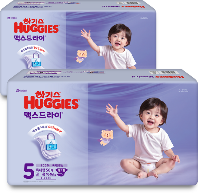 하기스 맥스드라이 밴드형 기저귀 특대형 남여공용, 5단계, 100매
