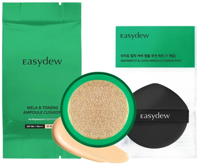 이지듀 멜라 비 토닝 앰플 쿠션 파운데이션 리필 13g + 퍼프, 21호 내추럴, 1개 - 쿠팡