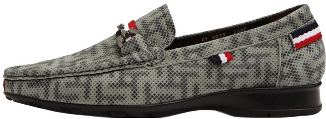 보닌 남성용 양가죽 스웨이드 그릭키패턴 삼색띠장식포인트 로퍼화 RO058MI