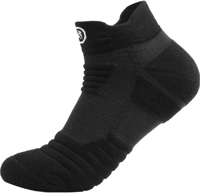 노크노크 스포츠 양말 두꺼운 숏, 블랙, 2개