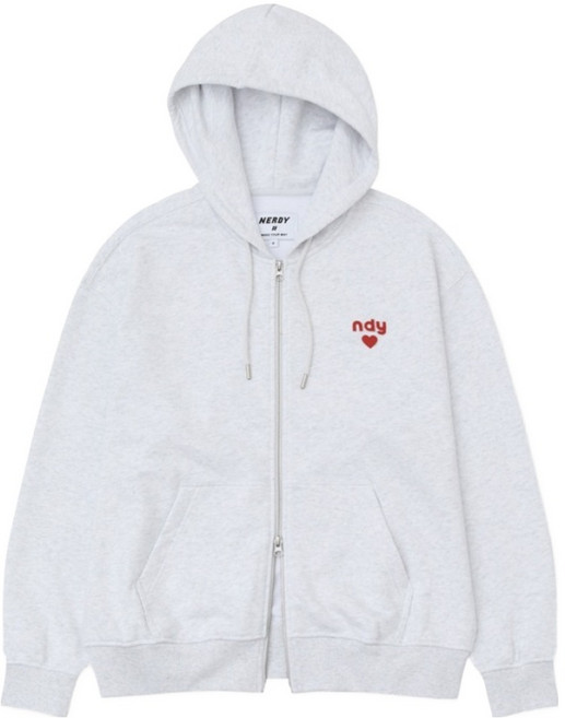 널디 남녀공용 하트 로고 후디 집업