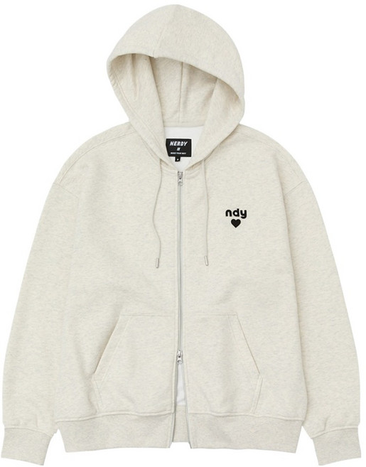 널디 남녀공용 하트 로고 후디 집업