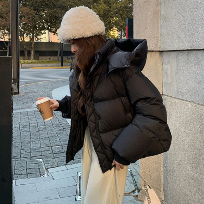 Raratina 女款Mono基本時尚休閒連帽短羽絨外套