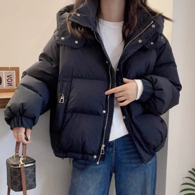 Lalatina 女款 Andrew 休閒寬版連帽拉鍊鋪棉外套