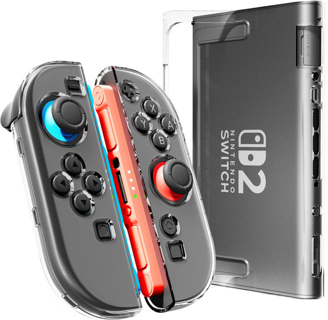 빅스킷 닌텐도 스위치2 크리스탈 풀커버 케이스 충전독 호환, 투명, 1개, NS2B-하드