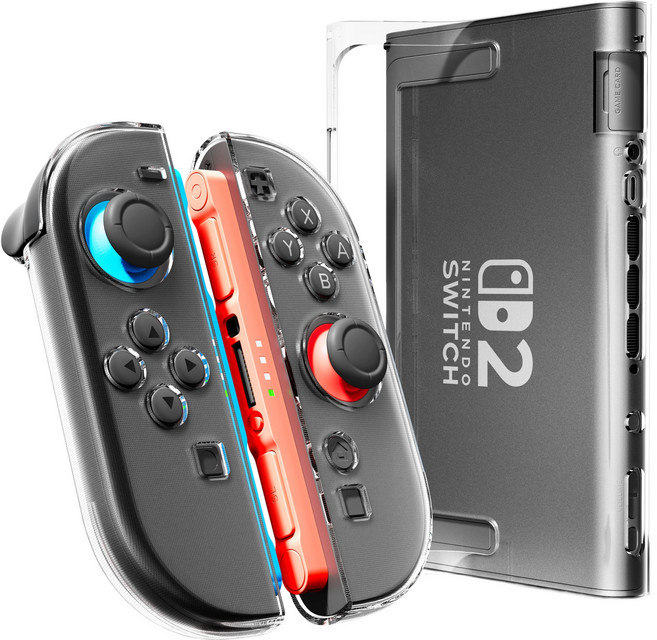 빅스킷 닌텐도 스위치2 크리스탈 풀커버 케이스 충전독 호환, 투명, 1개, NS2A-젤리