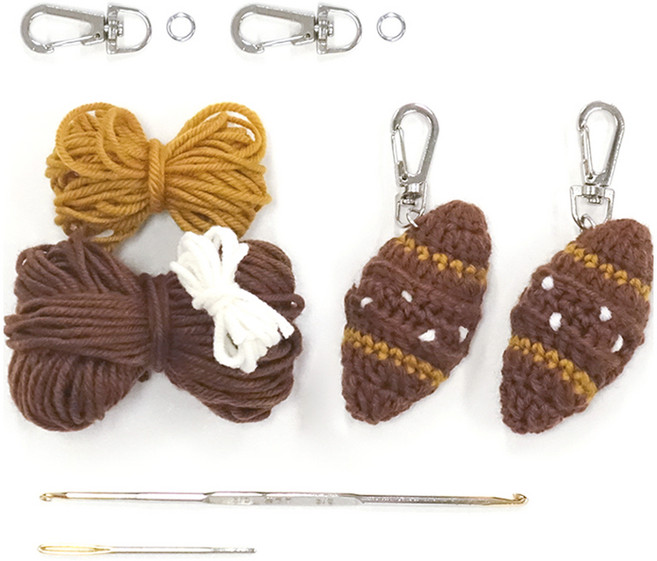 멜로우스토리 퐁실 소금빵 키링 니팅 뜨개질 세트, 혼합색상, 1세트