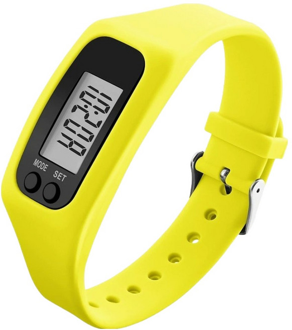 셀리빙 시계형 실리콘 만보기, 옐로우, 1개