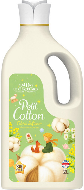 르샤트라1802 초고농축 섬유유연제 쁘띠코튼 본품, 2L, 1개