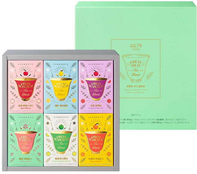 쌍계명차 프루트 허그 컬렉션 선물세트, 6종 + 쇼핑백, 1세트