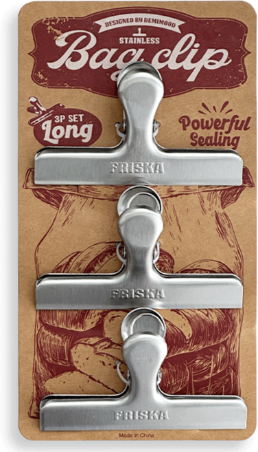 데미무드 프리스카 스텐 밀봉 집게 대형 3P SET, 실버, 1개