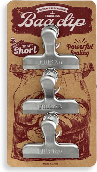 데미무드 프리스카 스텐 밀봉 집게 소형 3P SET, 실버, 1개