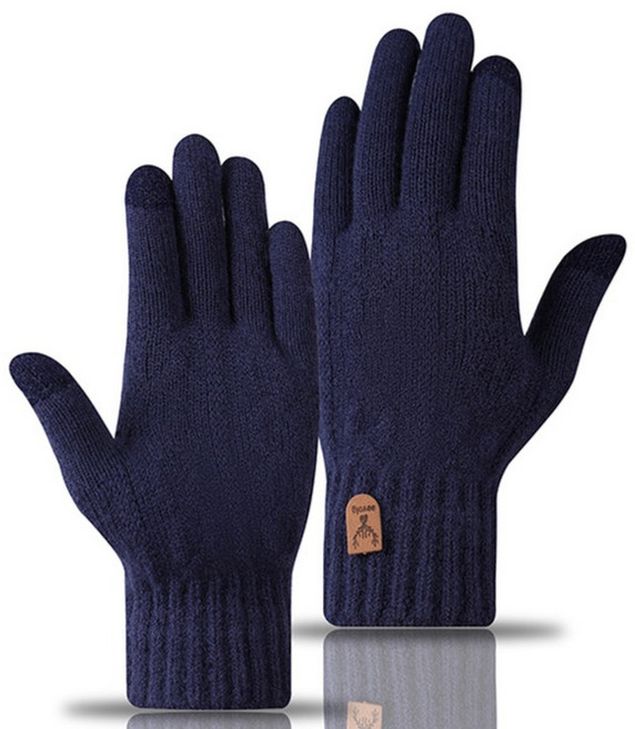 노크노크 스마트 터치 스포츠 기모 장갑, 네이비, 1개