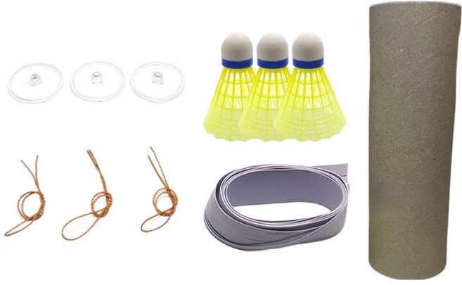 셀리니 셀프 실내 연습기 배드민턴공 3p + 부착스티커 3p + 균형로프 3p 세트, 1세트, YUMAOQIU