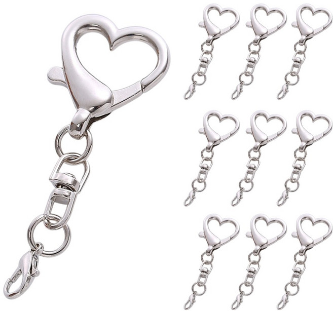 밝은리빙 열쇠고리 하트 키링 부자재, 10개, 실버