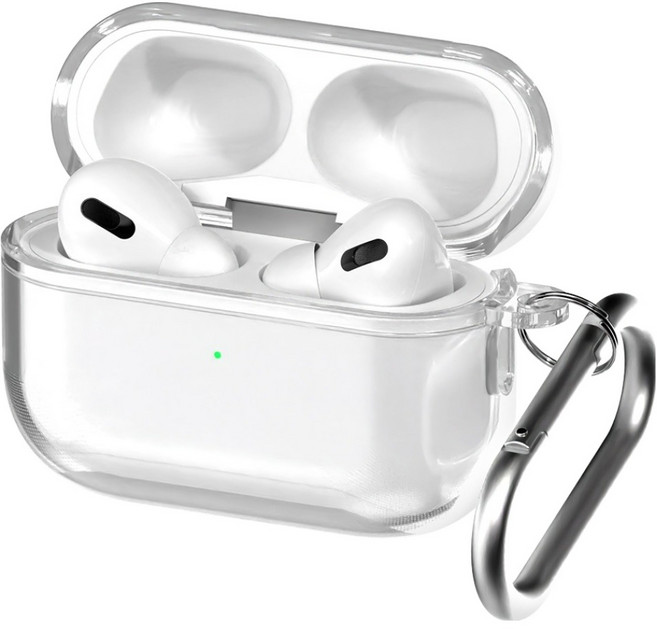 구스페리 에어팟 하이브리드 클리어 젤리 카라비너 케이스, 투명, 1개, 에어팟 프로 3