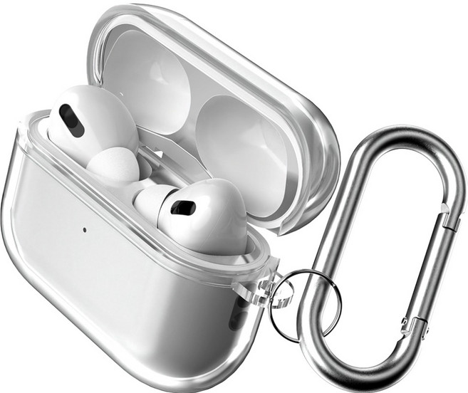 구스페리 에어팟 투명 젤리 케이스 + 카라비너 + 철가루 방지스티커, 에어팟 프로 3, 투명(케이스), 1개