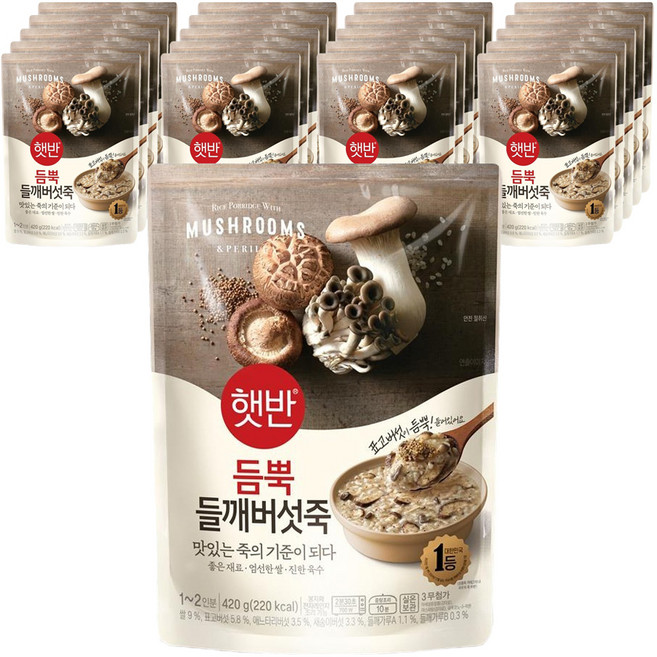 햇반 듬뿍 들깨버섯죽, 420g, 21개