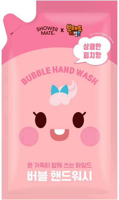 샤워메이트 브레드이발소 버블 핸드워시 마카롱 리필, 피치향, 450ml, 1개