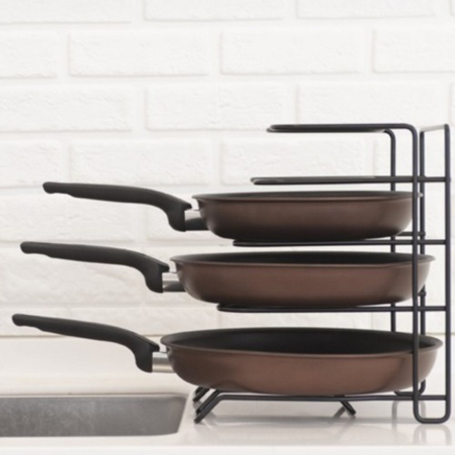 벨리체 프라이팬 냄비 수납 거치 정리대, 5단, 블랙, 1개