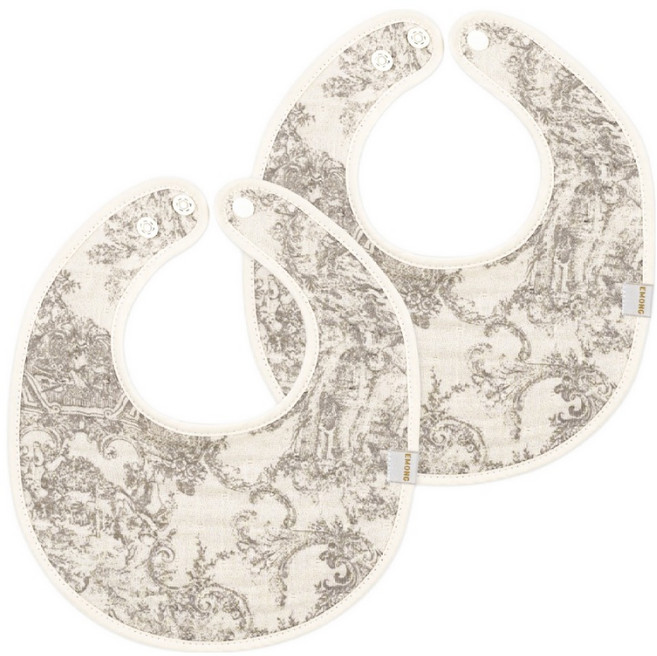 EmonG Toile de Jouy 雙面圍兜, 2個, 1入, 灰色