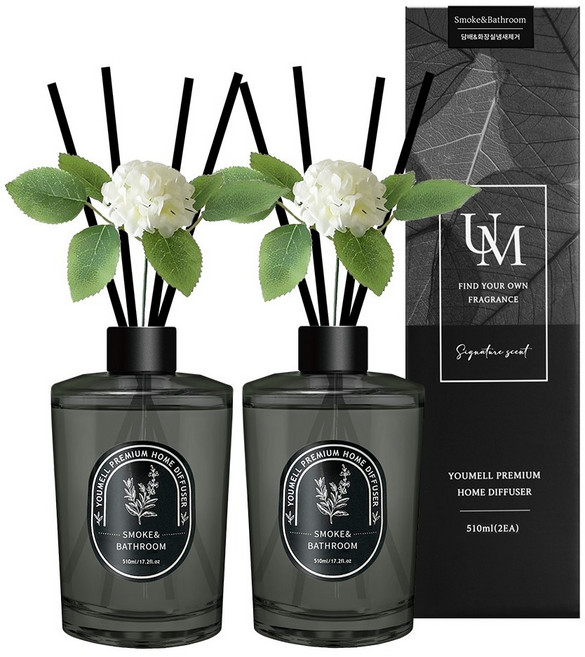 유멜 프리미엄 실내용 디퓨저, 담배화장실냄새제거, 510ml, 2개