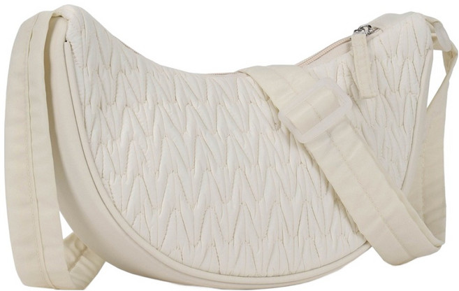 ViVEMO Ibella 菱格半月斜揹包 11229, 象牙白