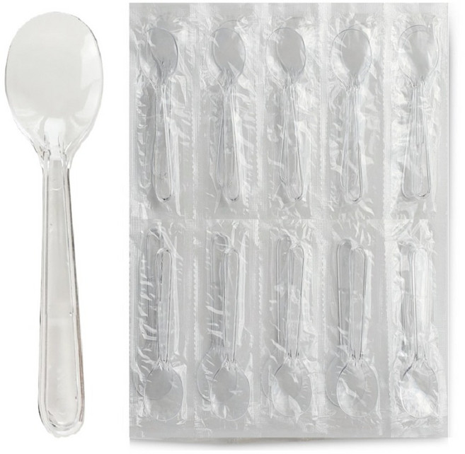 생활을그리다 디저트 아이스크림 스푼 은은한 투명 대 12cm, 1개입, 100개