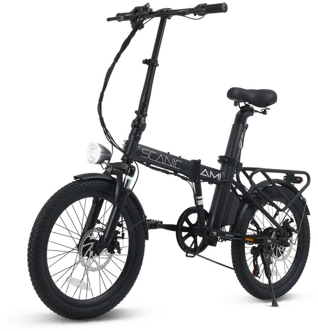 에이유테크 고출력 접이식 전동 전기 자전거 스카닉 AMI 36V 7.5A 고객직접설치, 스틸, 블랙