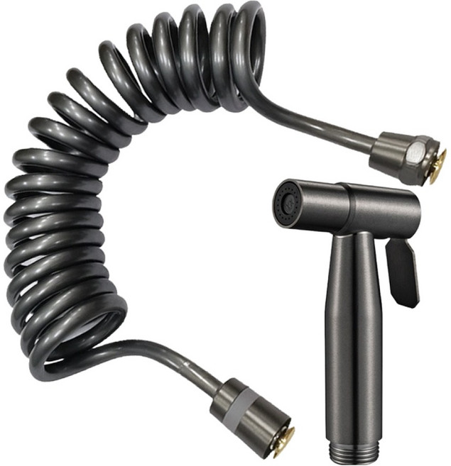 에트레인 스테인레스 304 욕실 스프레이건 + 황동 코일호수 신축관 청소 샤워기 세트, 1세트, 건그레이