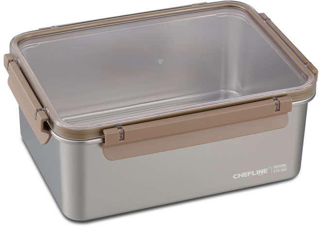 셰프라인 스텐 SUS304 전자레인지사용가능한 스텐블록 밀폐용기 5호 CLIH-S4600, 1개, 4.6L