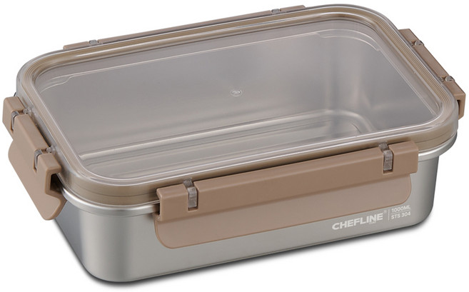 셰프라인 스텐 SUS304 전자레인지사용가능한 스텐블록 밀폐용기 2호 CLIH-S1000, 1개, 1L