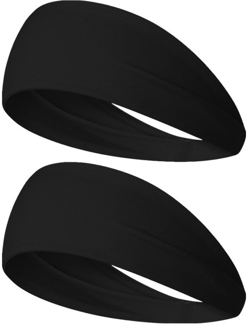 미다미 넓고 쫀쫀한 스포츠 헤어밴드 1624, 블랙, 2개