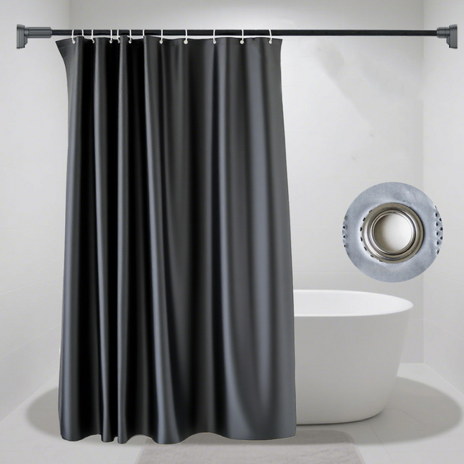 KODACHIEF 與眾不同的浴簾 + 掛勾組, 黑色, 1套