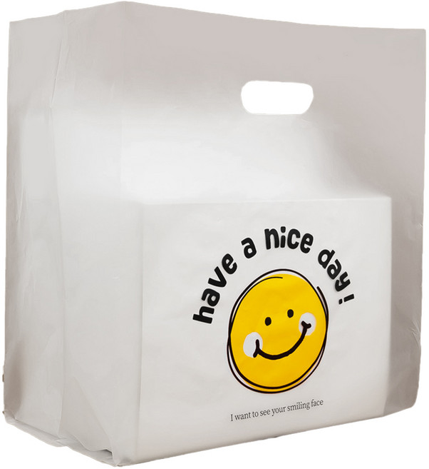 제이팩토리 도시락 포장 스마일 비닐쇼핑백 대, 100개, 1개입