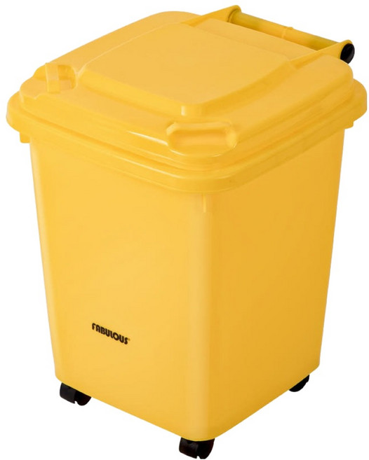 패블러스 샤이보이 이동식 업소용 바퀴달린 쓰레기통, 옐로우, 1개