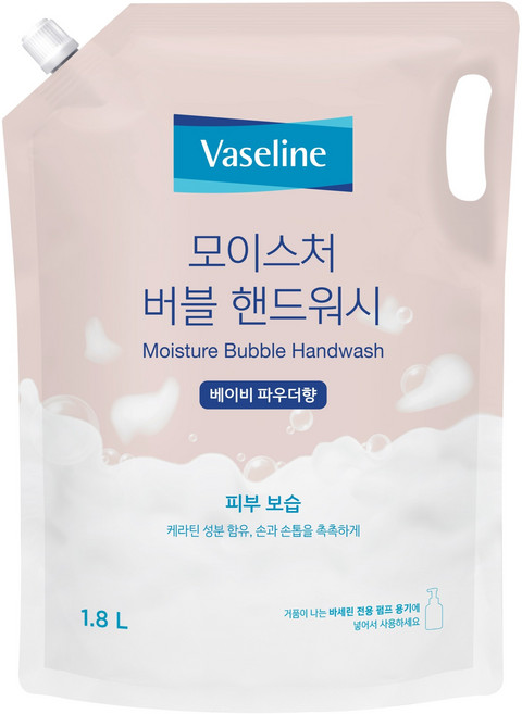 애경바세린 모이스처 버블 핸드워시 베이비파우더향 리필, 1.8L, 1개