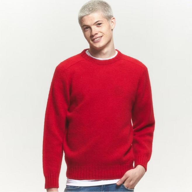 헤지스 남성용 셔틀랜드 울 쉐기독 크루넥 니트